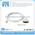 6FT Mini Display Port DP a DVI-D 24 + 1 Cable de adaptador de doble enlace